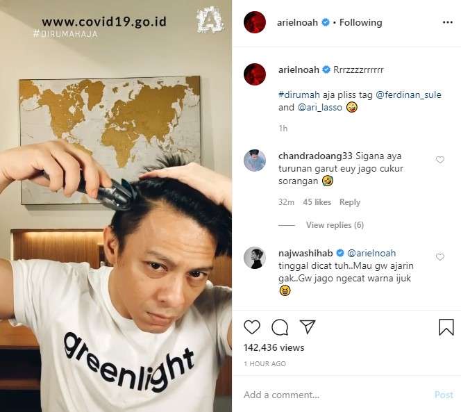 Ariel Noah potong rambut sendiri