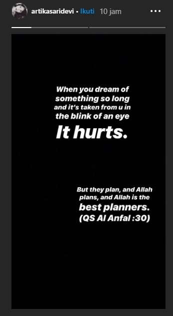 Insta story Artika Sari Devi