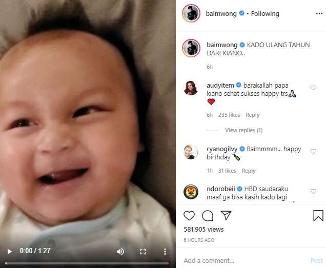 kado dari kiano untuk Baim Wong