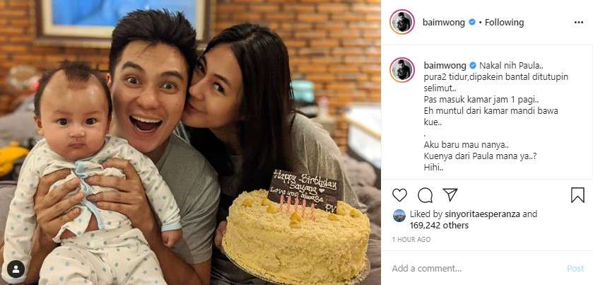kejutan paula untuk ulang tahun baim wong
