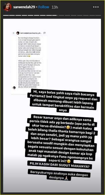 Sarwendah dituduh pilih kasih