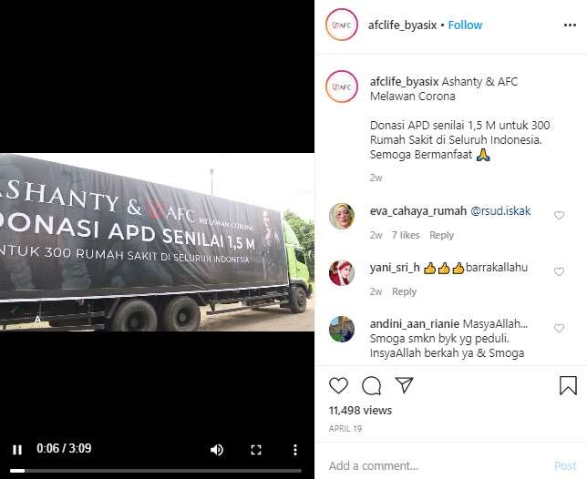 Ashanty sumbang apd ke 300 rumah sakit