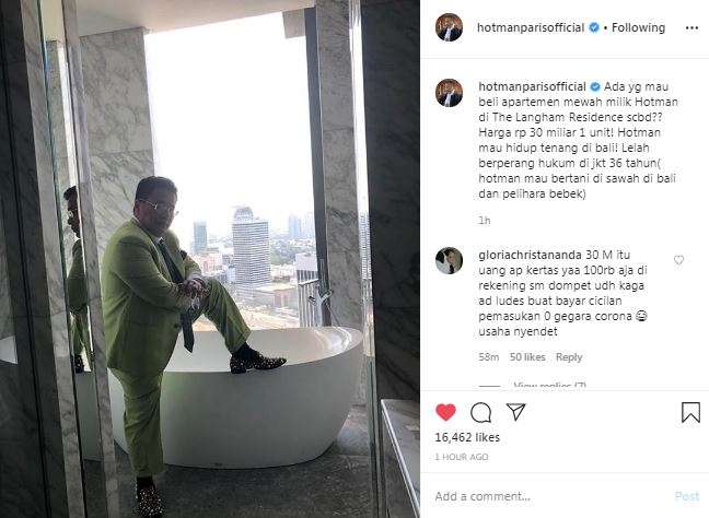 Hotman Paris jual apartemen