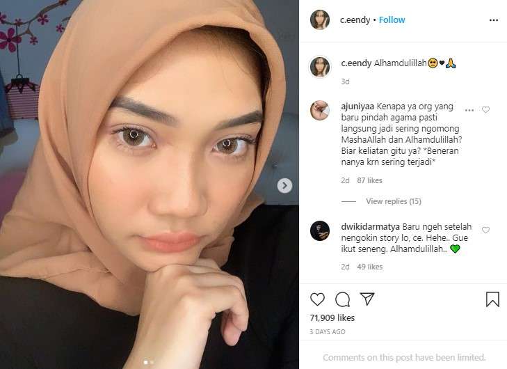 Cindy Carolin berhijab