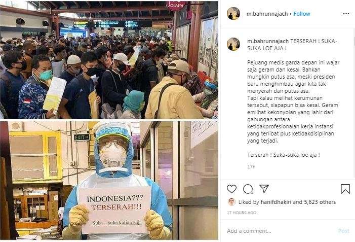 Warganet kesal ada kerumunan di bandara.