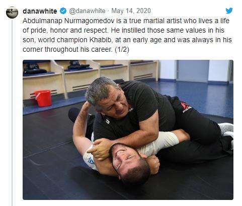 Ucapan dukungan dari bos UFC, Dana White.