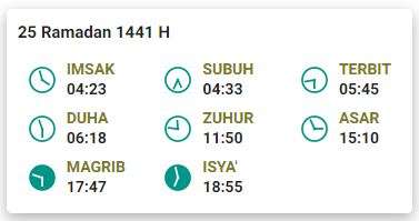 Imsak 25 Ramadhan 1441 H Bandung