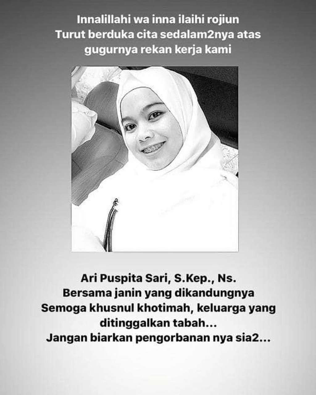 Perawat Ari meninggal dunia Perawat Ari meninggal dunia