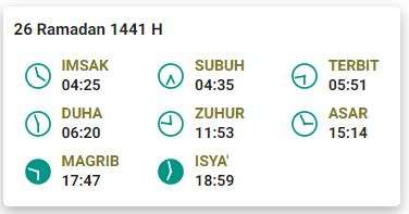 Imsak 26 Ramadhan 1441 H Jakarta