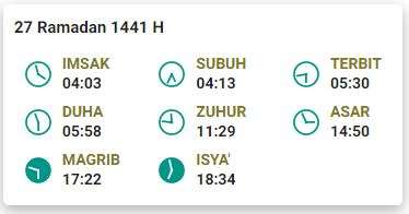 Imsak 27 Ramadhan 1441 H Surabaya