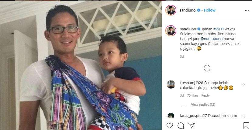 Sandiaga momong anak