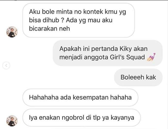 bukti dm Nia ke Kiky Saputri