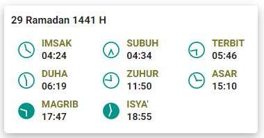 Imsak 29 Ramadhan 1441 H Bandung