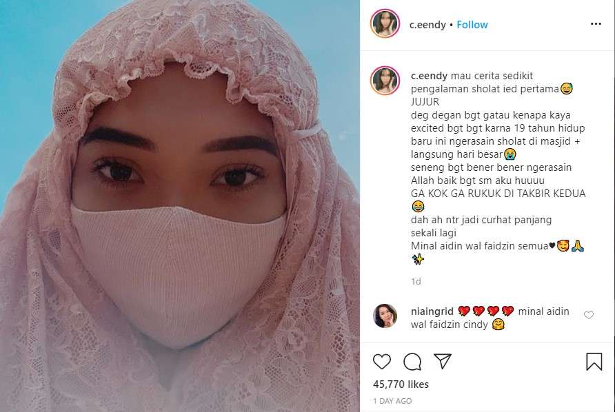 Cindy Carolin berhijab