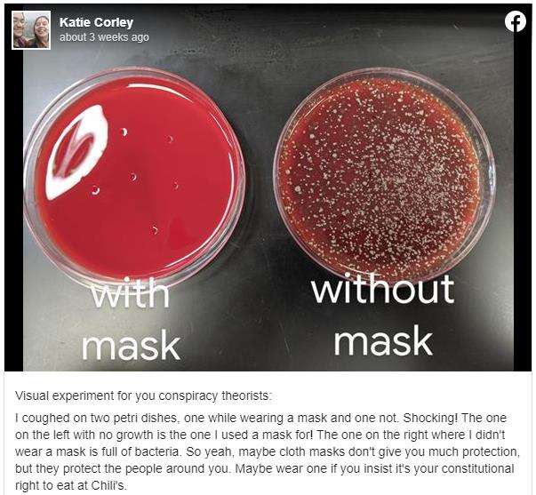 Eksperimen efek memakai dan tidak memakai masker.