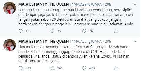 Tante Maia Estianty meninggal dunia karena Covid-19