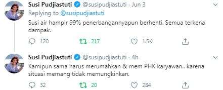 Susi Air terpaksa memecat karyawan karena pandemi Covid-19.