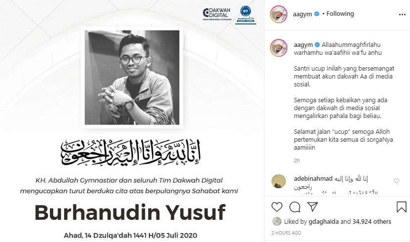 Santri Aa Gym Meninggal dunia