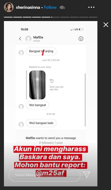 Bukti Ancaman yang diterima Baskara dan Sherina
