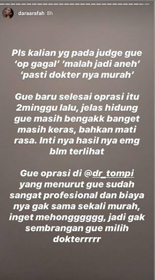 Insta Stories Dara Arafah