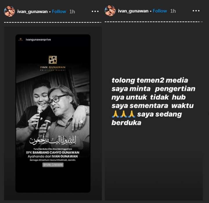 ivan gunawan berduka