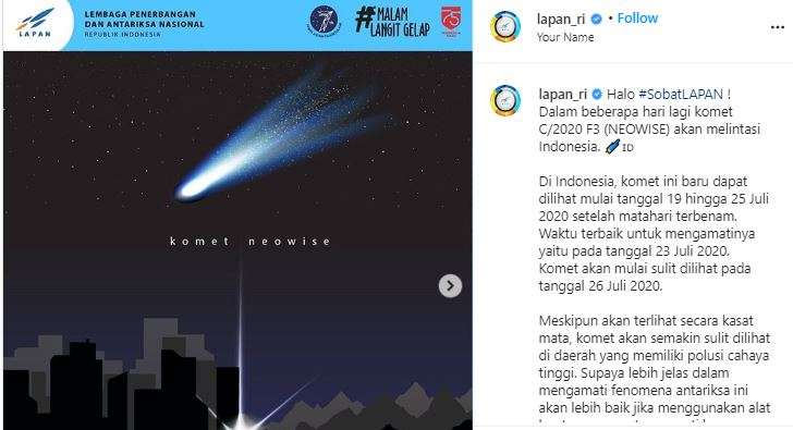 Komet Neowise LAPAN