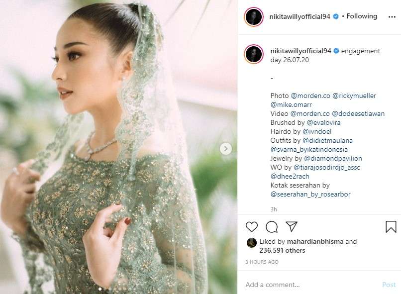 Nikita Willy resmi tunangan