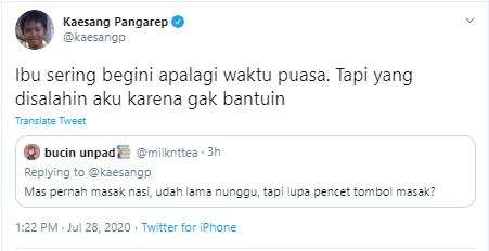 Cuitan masak nasi Kaesang