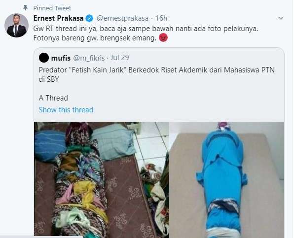 Ernest Praksa soal predator Gilang
