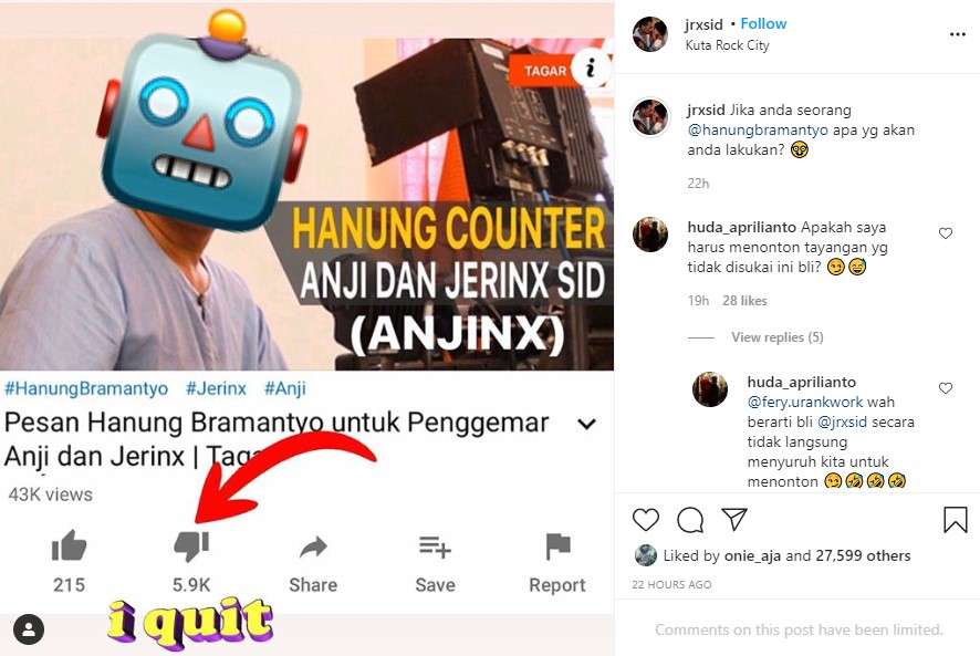 Komentar Jerink soal video Youtube Hanung