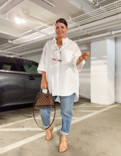 Oversized Butten-down dan Slim-fit Jeans