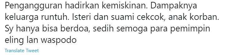 Pengangguran akibat PHK ciptakan kemiskinan yang berdampak pada perceraian.