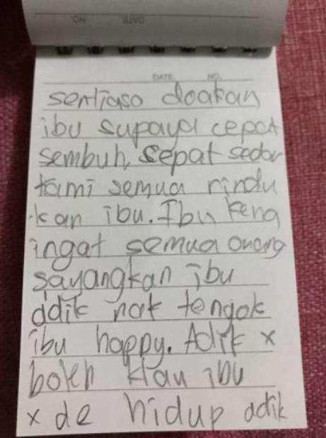 Pesan adik Hani yang bikin haru netizen.