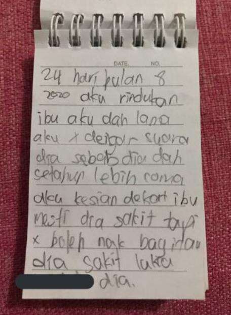 Netizen terharu dengan tulisan adik Hani soal ibunya yang koma setahun lebih.
