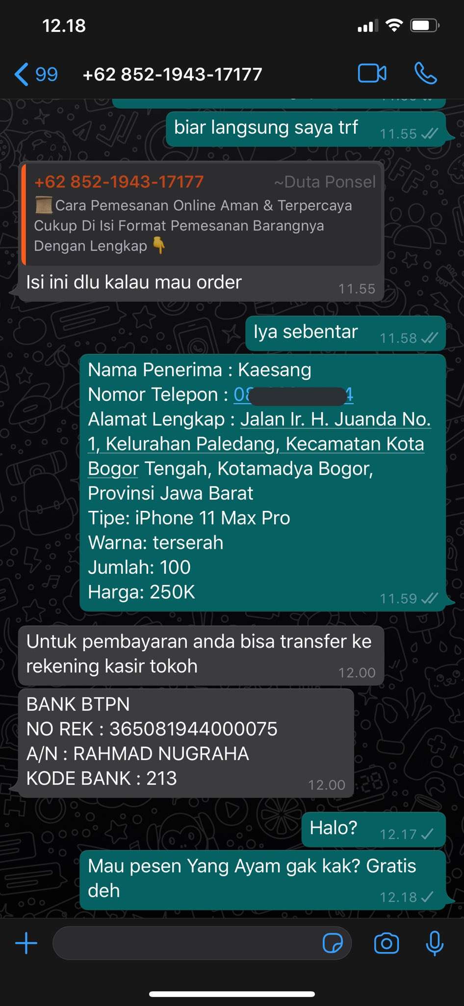 Kesang diblock oleh akun olshop