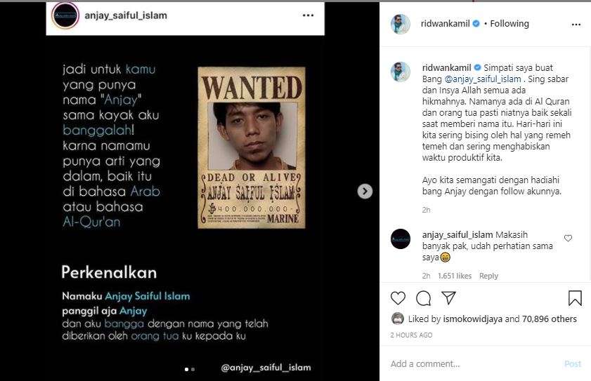 Unggahan Ridwan Kamil