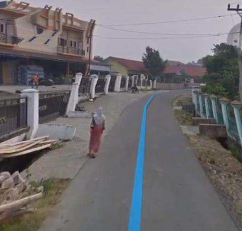Dia melihat sosok ibu sedang berjalan.