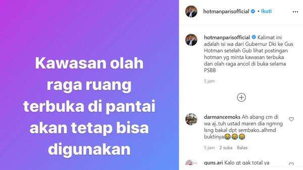 Pesan WA Gubernur Anies Baswedan kepada pengacara Hotman Paris.