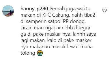 Ditegur karena tak pakai masker saat sedang makan, mikir?