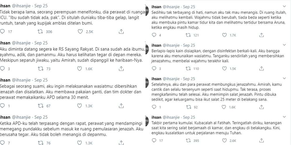 ihsan jalankan amanat sang istri untuk dimandikan dan disholatkan