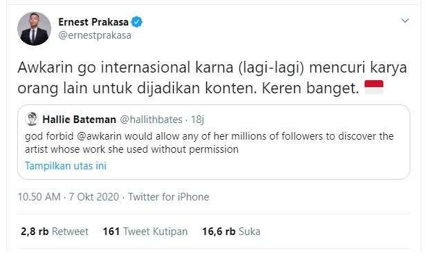 Ernest Prakasa Sindir Awkarin
