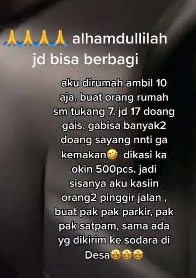 Semua dapat bagian.