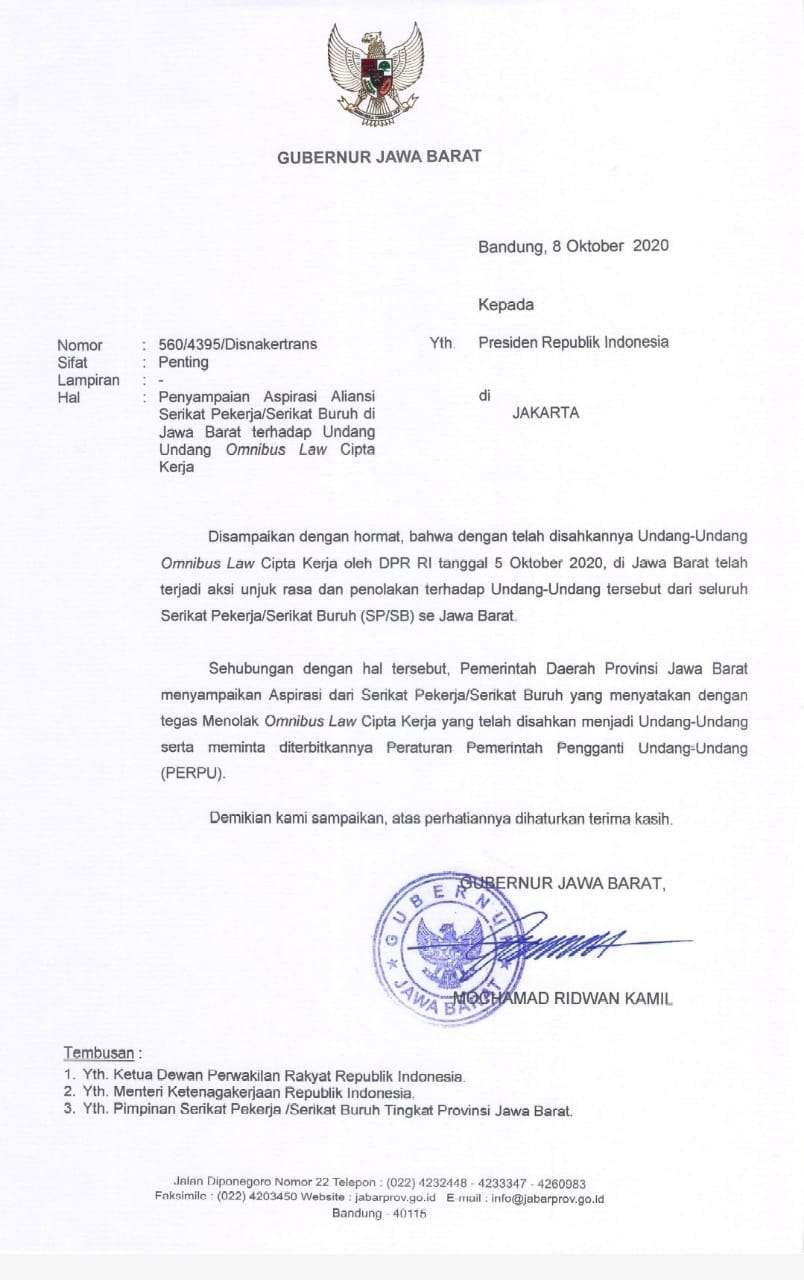 Surat Ridwan Kamil