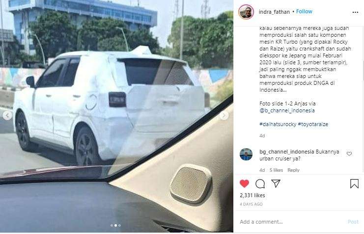 Penampakan sosok yang diduga Daihatsu Rocky