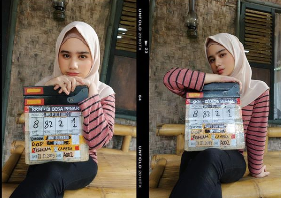 Potret tissa biani saat mengenakan hijab