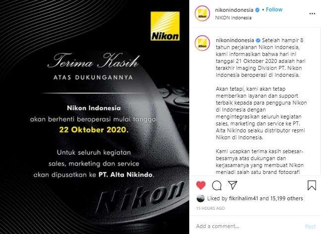 Nikon Indonesia pamit.