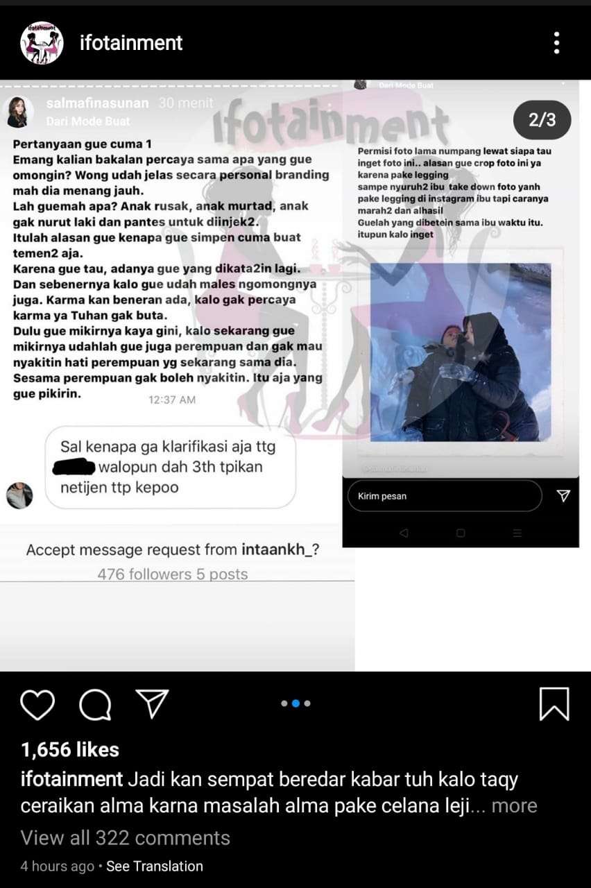 Adu Mulut Taqy Malik dan Salmafina Sunan