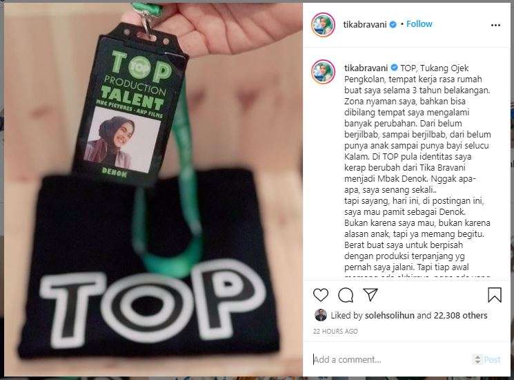 Tika Bravani Pamit Jadi Denok