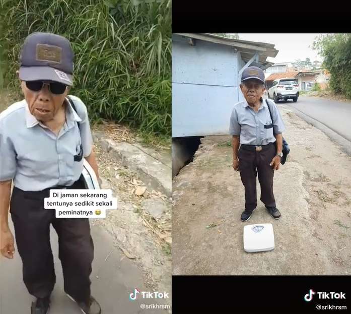Viral kake penjual jasa timbangan