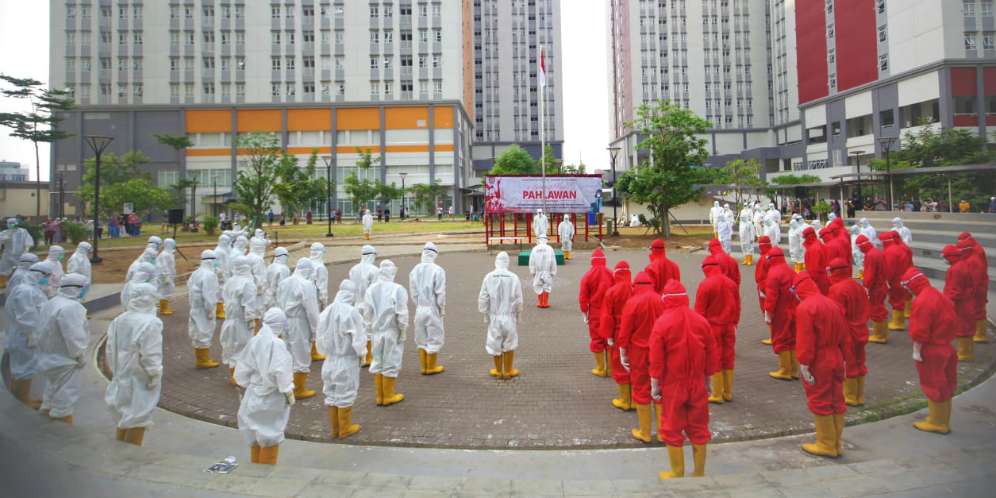 Upacara di Wisma Atlet